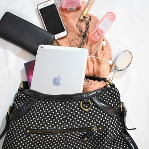 J.Crew Tweed Navy Handbag With Leather Strap